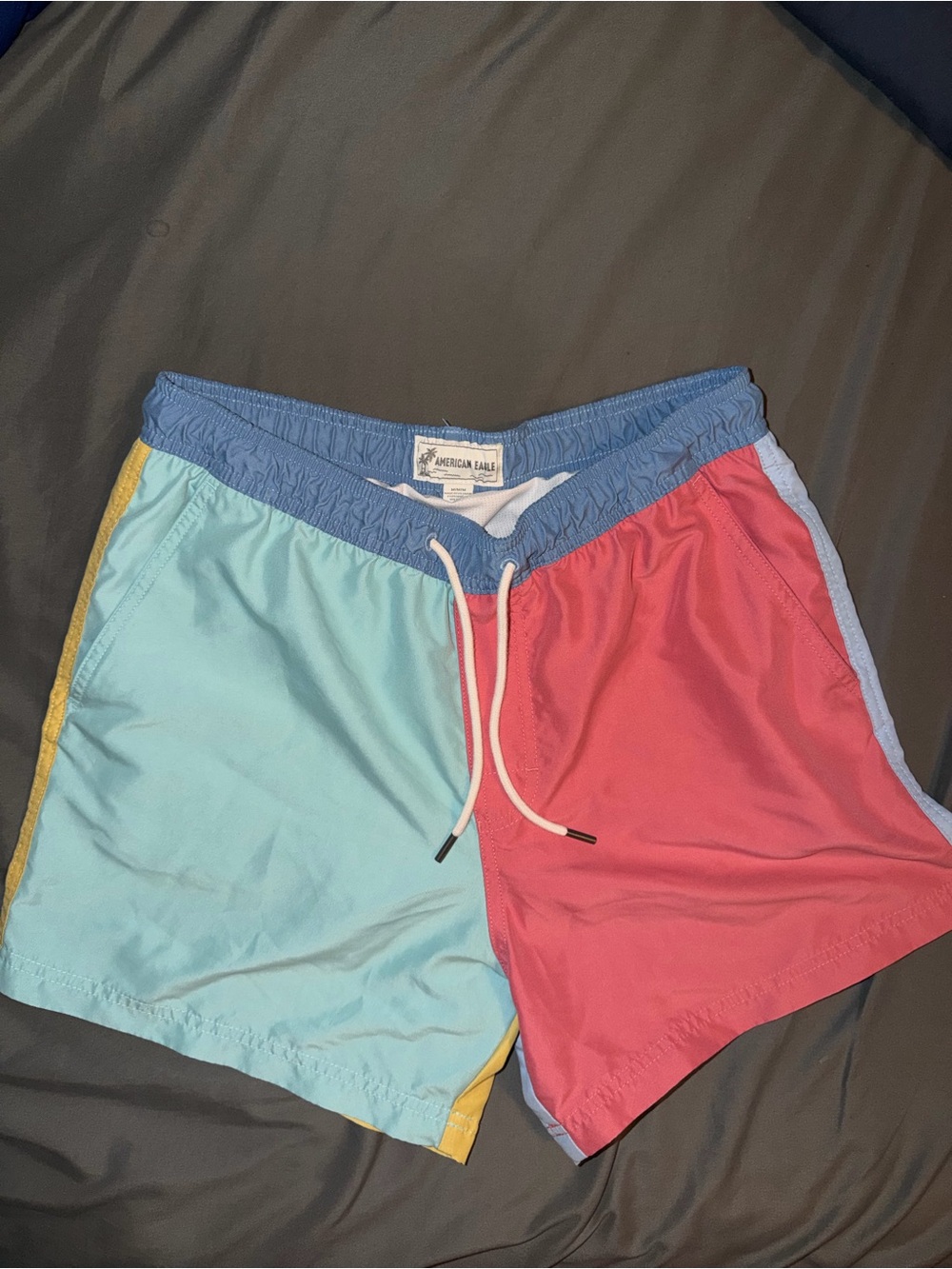 American Eagle Outfitters Colorblock Men's Swim Shorts - Blue/Red
